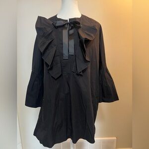 Riani Designer Black Statement Ruffle Tunic Dress Top Oversized Cotton Size 8